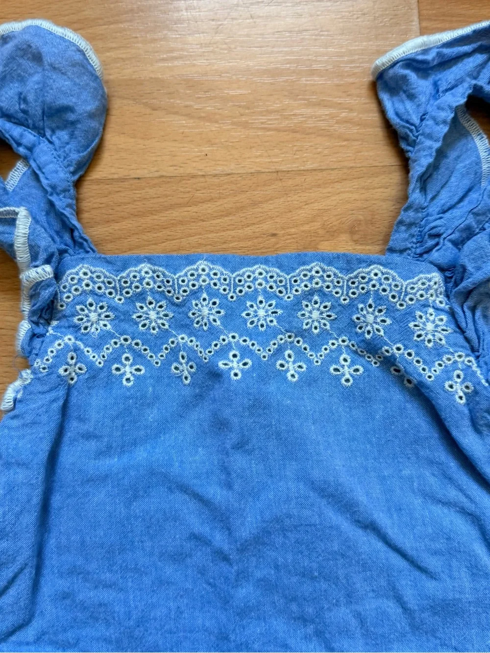 Girls Blue Embroidered Sundress
